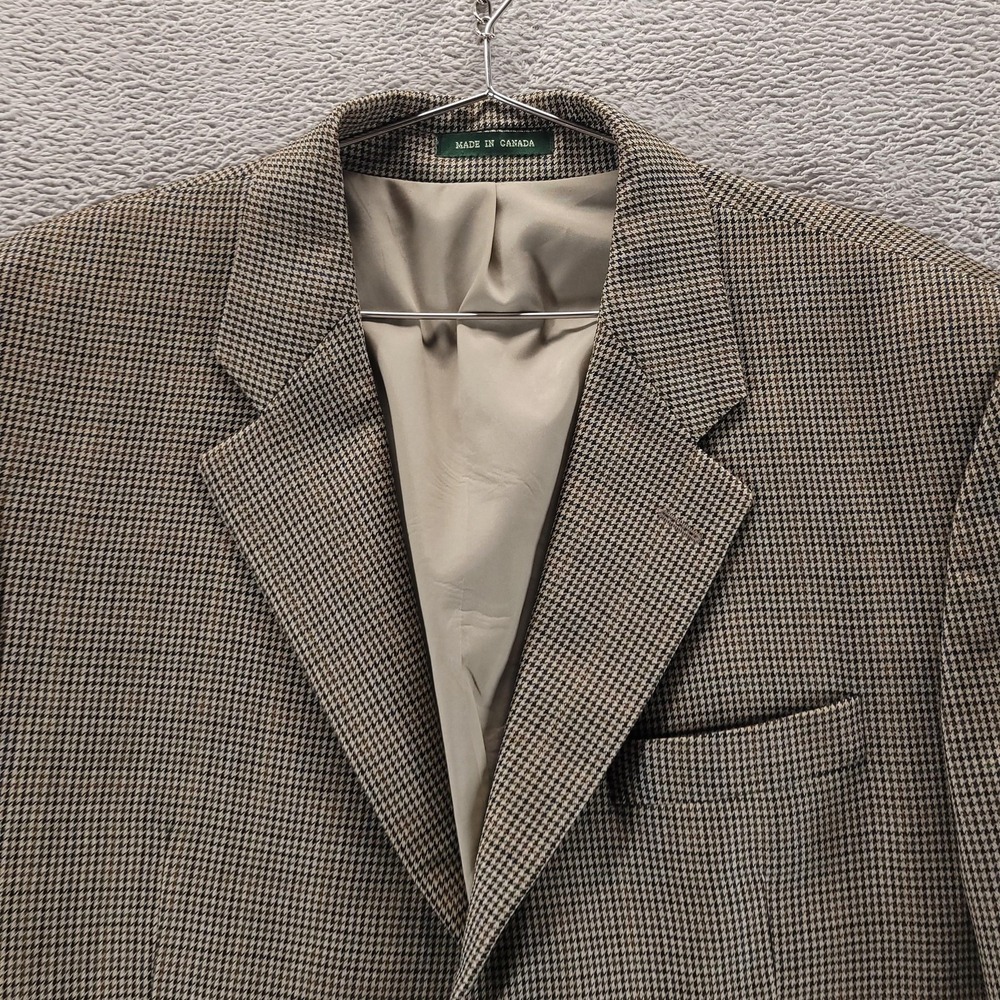 Lauren Ralph Lauren Blazer Mens 44 Brown Houndstooth Wool Sport Coat Academia